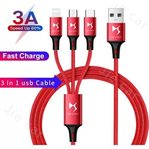 3 In 1 Mobile Phone Micro USB Type C Charger for Huawei IPhone for DS SPIRIT DS3 DS4 DS4S DS5 DS 5LS DS6 DS7 WILD RUBIS