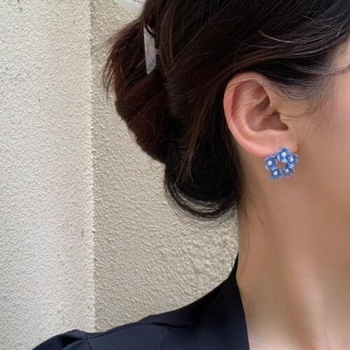 Mihan S925 Needle Sweet Jewelry Delicate Flower Earrings Spring Summer Blue Yellow White Purple Stud Earrings For Women Gifts