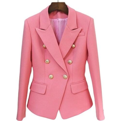 2021 Autumn Latest Arrival Euro American Style Better Quality Double Breasted Elegant Casual Pink Suit Blazer Jacket Woman