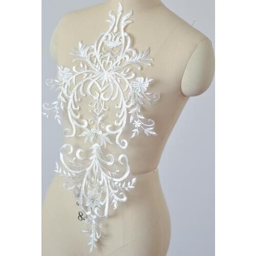 1 Piece 56*27cm Lace Fabric Applique Accessoy Ivory lace appliques for clothing trimming