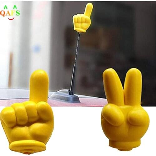 Cute Victory Finger Car Antenna Topper Eva Decorative Car Topper Balls Yellow 1pc