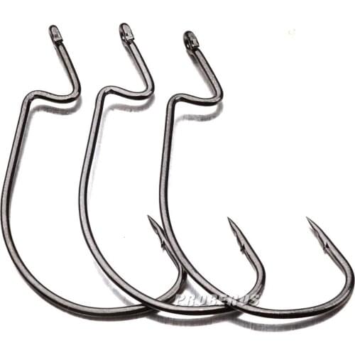 10pcs/Lot Stainless Steel Wide Crank Offset Barbed Fishing hook for Soft lures Worm Crankbait Carp fishing hooks