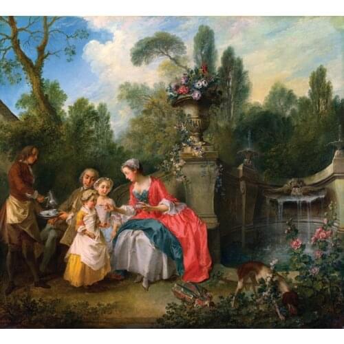 Free shipping pool garden scenery prints painting classical court figure oil painting on canvas wall art decoration picture