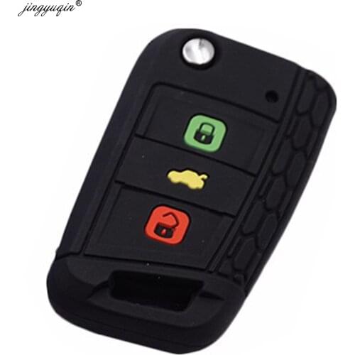 Jingyuqin 30pcs Flip Silicone Remote 3BTN Key Case for Skoda VW TSI Polo Passat golf 7 MK7 Touran Tiguan Octavia Kodiaq Karoq A7