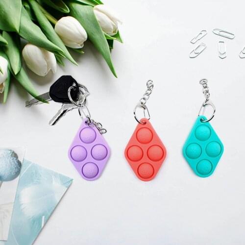 Children Fun Pressure Reduction Toy Simple Dimple Fidget Toy Silicone ADHD Stress Relief Keyring Squeeze Sensory Toy
