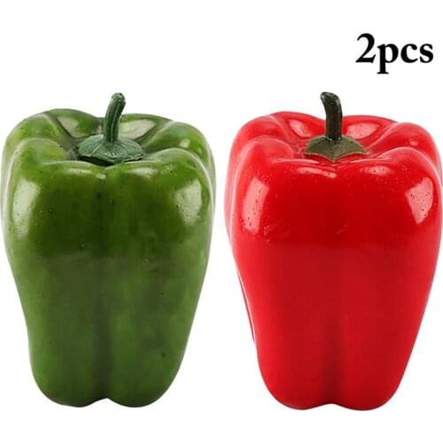 2Pcs/Set Lifelike Artificial Pepper Simulation Decor Faux Pepper Fake Vegetable Home Decor Accessories Photography Props