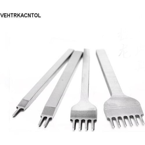 VEHTRKACNTOL Hard HSS 4pcs/set 1 2 4 6 Prong 4mm Pitch Leather Hole Punch Leather Stitching Punch Chisel