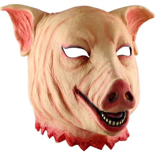 Bloody Scary Pig Head Mask for Adult Halloween Mardi Gras Masquerade Costum Props Cosplay Party Huanted House Decoration