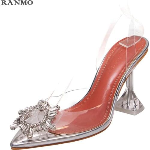 Summer Womens Shoes New Wild Transparent Net Red Shoes Thin High Heels Korean Wild Womens Shoes Summer Outdoor Sexy Sandals