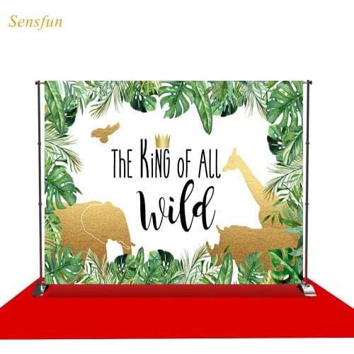 LEVOO Photography Background Birthday King Jungle Palm Golden Animals Photocall Photographic Backgrounds For Photo Shoot