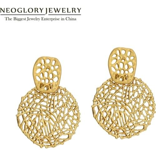 Neoglory Fashion Matted Gold Color Earrings For Wedding Party Women Jewelry Wholesale Glitter Luxury Engagement Gift 2020 New