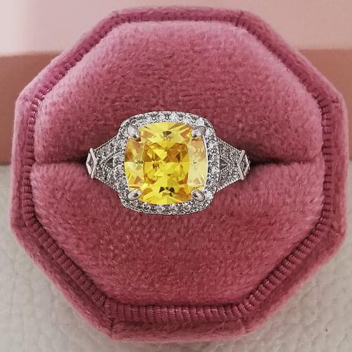 2021 new luxury Yellow color 925 sterling silver engagement ring for women lady anniversary gift jewelry bulk sell R5938