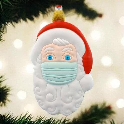 2020 3D Quarantine Christmas Ornament Santa Claus With Mask Personalized Family Hanging Decoration pendant Christmas Gift