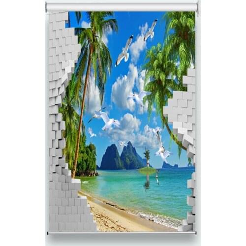 Profession print HD roller blinds Seagull beach Living room bedroom hotel window roller blind Sunscreen Roller Blinds