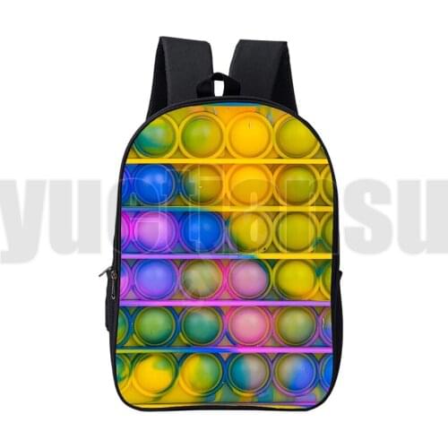 Mochila 16 Inch Anime Canvas Double Zipper Rainbow POP It Backpacks Cartoon Schoolbag 3D Family Games Bag Kids Back To School