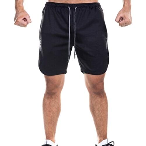 Double Layer Phone Pocket Running Shorts Gym Fitness Training Quick Dry Beach Short Man Summer Sports Workout