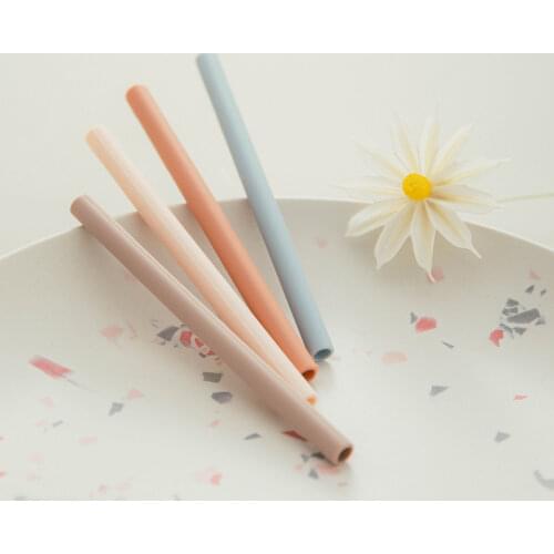 10 Colors Silicone Reusable Straws Solid Color Flexible Folding Straight Straws Children Practice Drinking Tool Foood Grade