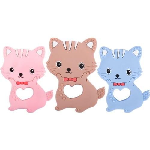 Cartoon Silicone Teethers DIY Animal Cat Baby Ring Teether BPA Free For Infant Cute Chew Charms Kids Teething Toddler Toys Gift