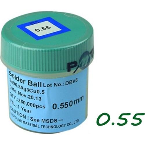 Lead-free 0.55mm 250k BGA Welding Reballing Solder Balls Dedicated