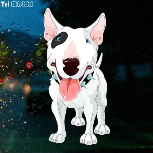 Tri Mishki WCS359# 10*20cm cartoon english bull terrier pit bull car sticker colorful Decals Motorcycle Accessories Stickers