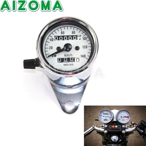 Chrome Universal DC 12V Motorcycle Dual Odometer Speedometer Gauge For Harley Honda Yamaha Kawasaki Suzuki Cafe Racer