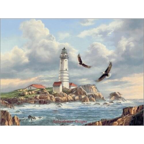 Embroidery Counted Cross Stitch Kits Needlework - Crafts 14 ct DMC DIY Arts Handmade Decor - Boston Lighthouse
