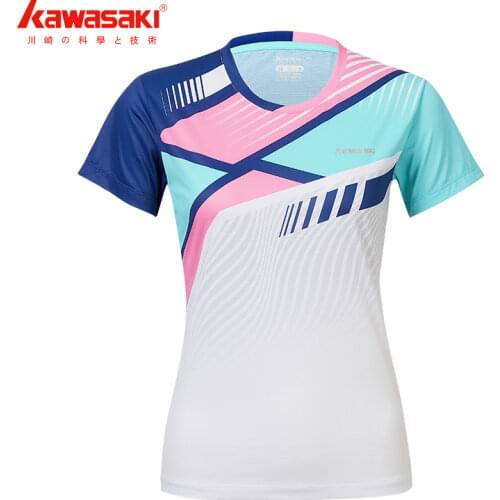 Kawasaki Sportswear T-shirt For Female Table Tennis O-Neck Breathable Blue Color Badminton Sport T-shirt ST-Q2306