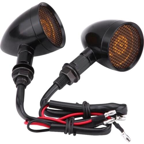 1pair Black Motorcycle aluminium Retro Bullet LED Turn Signal lamp Brake Light Mesh Lens For Harley Chopper Bobber Yamaha Honda