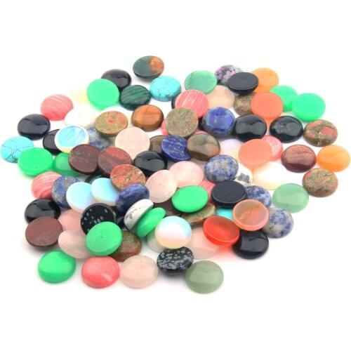 10pcs Natural Stones Stone Cabochon 12 14 16 18 20 25mm Round No Hole Beads for Making Jewelry DIY Ring accessories Loose Beads