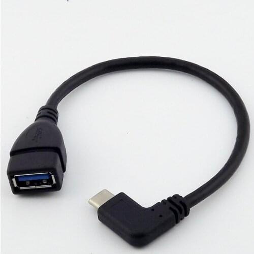 10pcs USB 3.1 Type-C Male Angled To USB 3.0 A Female OTG Adapter Data Connector Cable 24cm