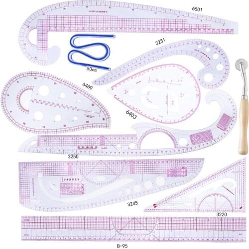 10pcs Styling Tailor Drawing Comma Line Straight French Curve Sewing Rulers