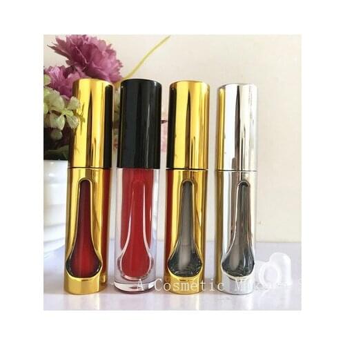 10/30/50pcs 3ml transparent Gold black lid plastic lip gloss empty tube cosmetic sample lipgloss vial packaging container