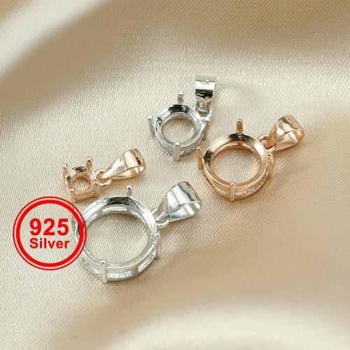 3-20MM Simple Round Prong Bezel Settings for CZ Stone Solid 925 Sterling Silver DIY Pendant Charm Tray 1411206