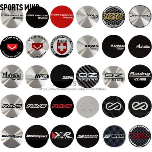 4PCS/lot 45MM Car Wheel Center Cap Emblem Sticker For Advanti SSR Racing XXR Spoon OZ RAYS VOLK ADVAN VOSSEN ENKEI HRE