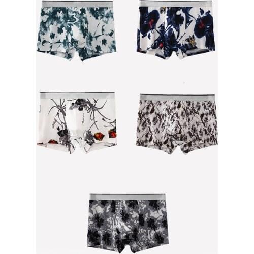 Boxer Mens Underwear Men Underpants Male Men Panties Shorts Underwear Boxer Shorts Comfortable milk silk Sexy 4PCS