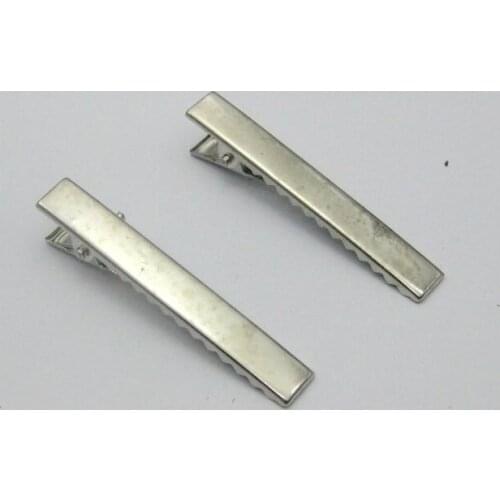 50 Silver-plate Pinch Alligator Hair Clips 58mm with Teeth Bows