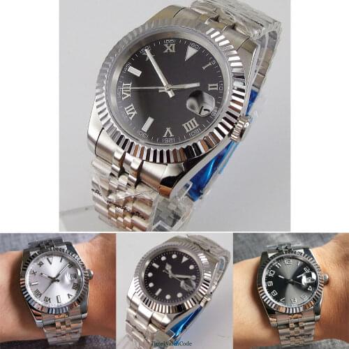 36mm Unisex Automatic Mens Watch Genuine Miyota 8215 Movement Sapphire Crystal Jubilee/Oyster Strap Coin Bezel Rotating Crown