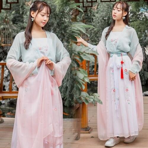 Free shipping flower national wind double-breasted Ru skirt/henbane traditional Chinese elements stage performance clothing
