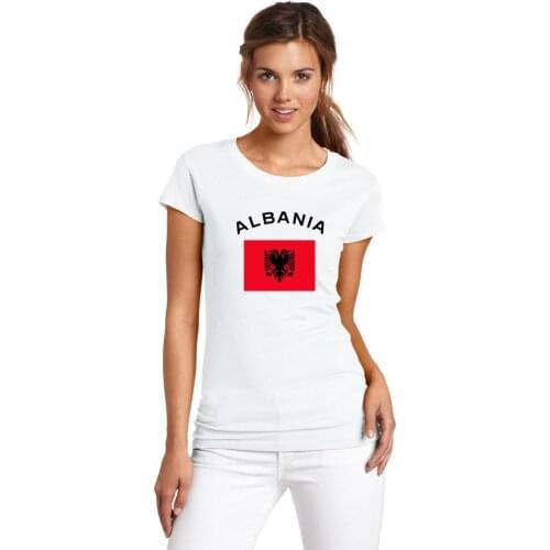 BLWHSA New Arrival ALBANIA Fans Cheer Summer T-Shirt Women 100% Cotton National Flag Short Sleeve T Shirts for Women