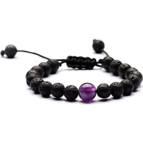 7 colors 10MM Natural Stone Bracelet 8mm Black Lava Beads Aromatherapy Essential Oil Diffuser Strand Braided Adjustable Jewelry