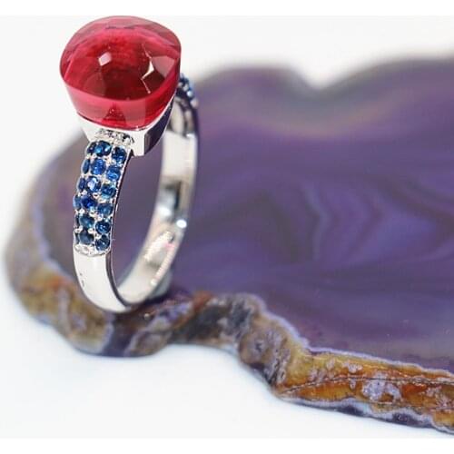 2021 Fashion Candy Style Ring Of 4 Colours Choose Crystal With Blue Zircon Gold Plated Rings For Friends Best Festival Gift