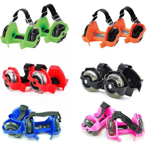 Colorful Flashing Roller Whirlwind Pulley Flash Two Wheels Heel Roller Adjustable Simply Roller Skating Shoes For Kids Adult