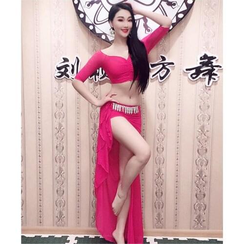 Lace Bellydance Costume 2pcs Set Top&Skirt New Model Hot Sale Women Belly Dance Suits Performance Wear Long Skirt