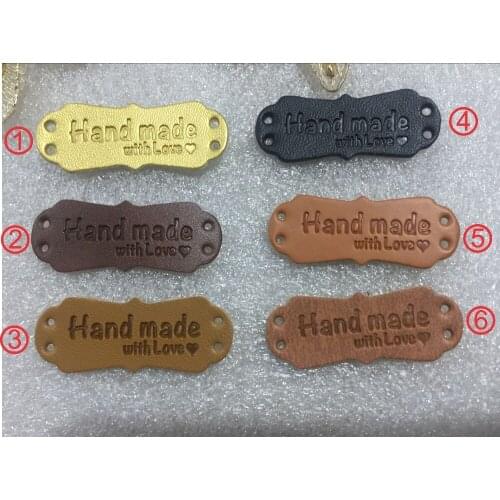 Fashion English Handmade PU leather labels for Handicraft Sewing label 50 pcs/lot/ hand made label /handmade leather label
