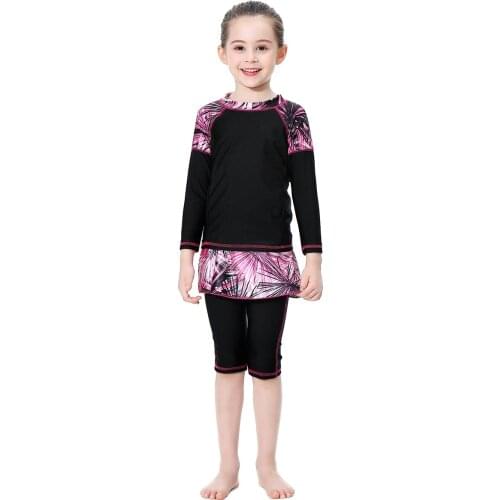Muslim Swimwears Girls Islamic Children Three-piece Suit Modest Swimsuits Beach Wear Hijab Swimming Diving Suits Islam Burkinis