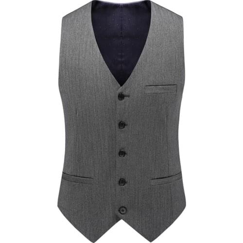 2021 Fashion Men Slim Fit Vests Waistcoat Mens Solid Color V Neck Sleeveless Buttons Blazer Formal Business Jacket Vests S-5XL