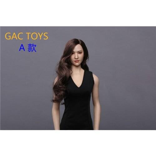 Custom 1/6 Asian Beautiful Female Head Sculpt Liu Yifei Crystal Liu with Long Curls Hair for 12'' Girl Figure Body GACTOYS GC015