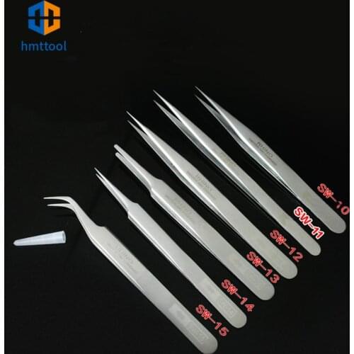 Anti-Magnetic Anti-Acid Super Hard RHINO SW Tweezers Set Switzerland Standard Special Tip Precision Forceps For Repairing Tools