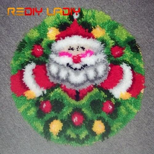 Latch Hook Rug Kits Christmas Wreaths Crocheting Carpet Rug 100% Acrylic Yarn Cushion Mat Santa Carpet Home Decor Arts & Crafts
