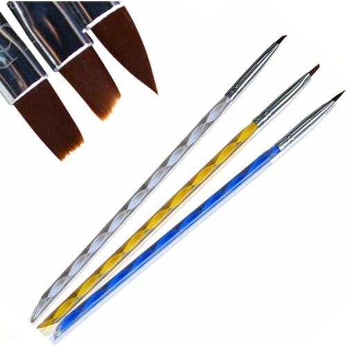 100% Brand New 3pcs/set Professional 2 ways Nail Art Drawing Painting Set Tools Hair Brushes DIY Polish Pen BETR32